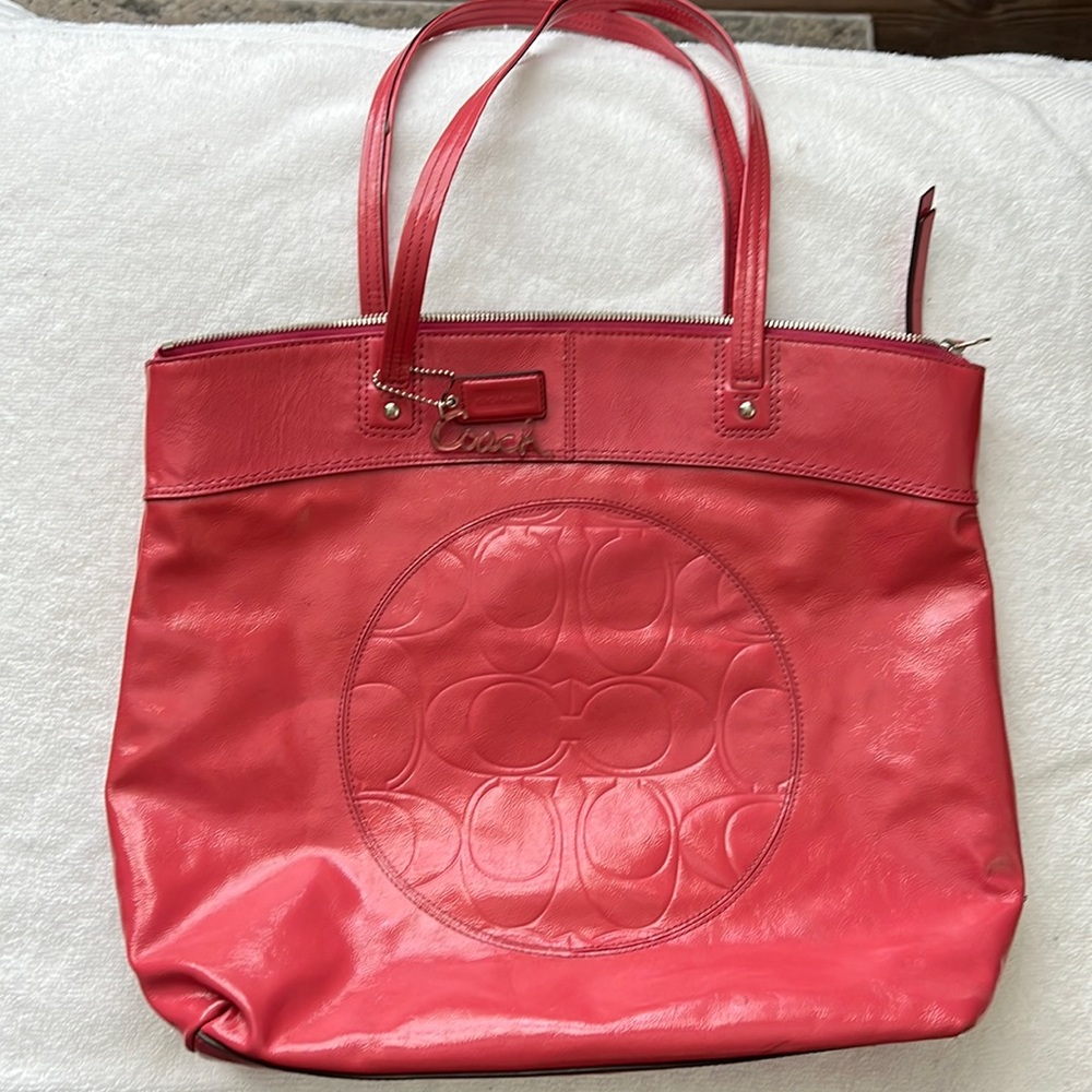 Coach leather zip tote